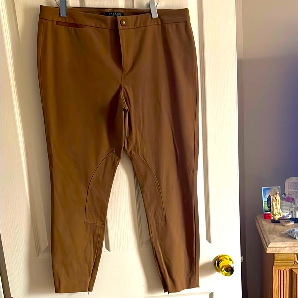 EUC- Ralph Lauren Brown Chinos Flat Front Cotton Blend
